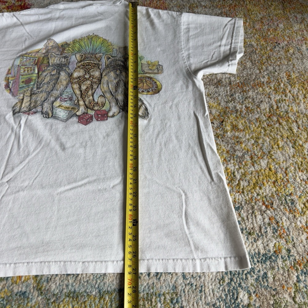 Vtg Prints of Tails‎ Las Vegas Cats Graphic T-Shirt USA Double Sided 1990's Sz L - Picture 4 of 5
